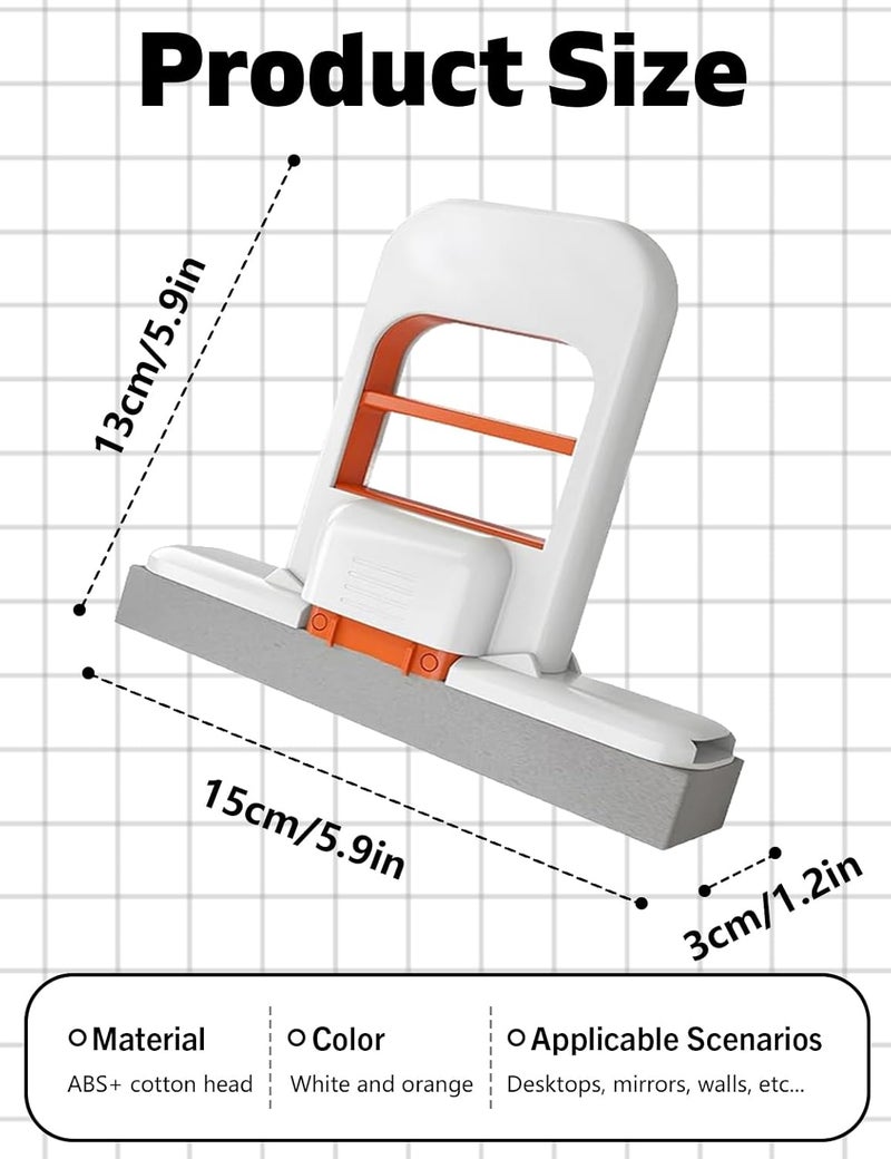Fusionara Mini Foldable Desktop Mop, Mini Mop for Small Spaces, Portable Cleaning Sponge Mop for Bathroom, Kitchen, Countertops, Glass, Tile-Wet/Dry Use with One-Hand Squeeze Handle & Replaceable Head (2 Set) - Image 2